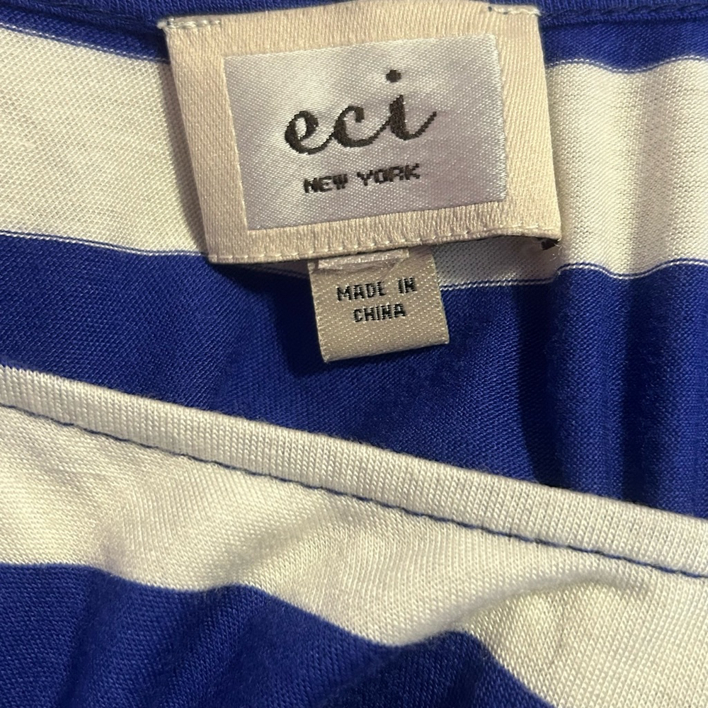 Women's ECI Maxi Dress Size Large Blue White Striped - Picture 5 of 5